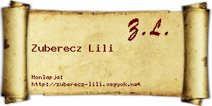 Zuberecz Lili névjegykártya